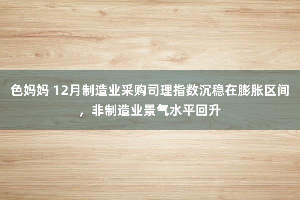 色妈妈 12月制造业采购司理指数沉稳在膨胀区间，非制造业景气水平回升